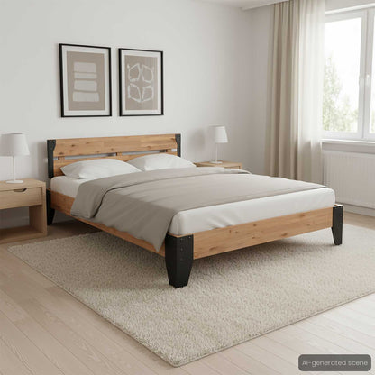 Giroletto senza Materasso in Legno Acacia e Acciaio 152x203 cm