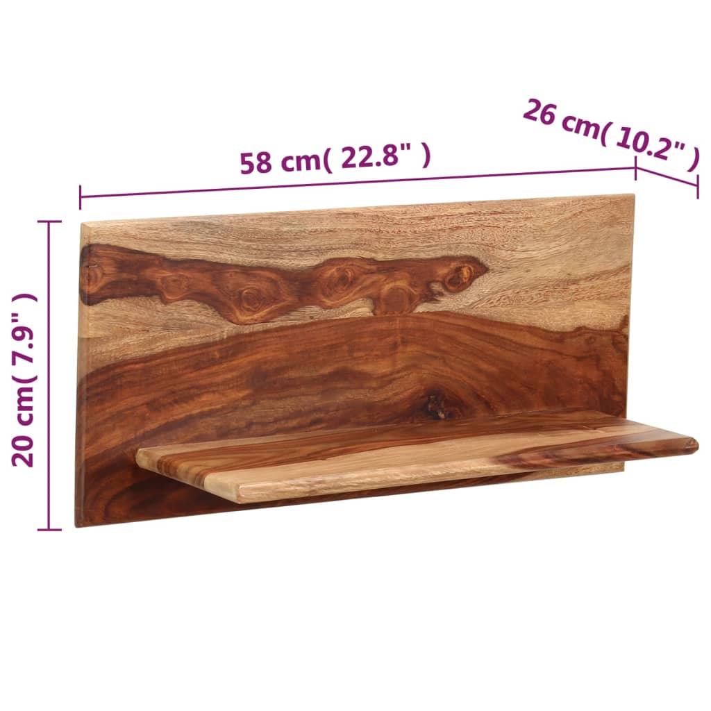Mensole 2 pz 58x26x20 cm in Legno Massello di Acacia