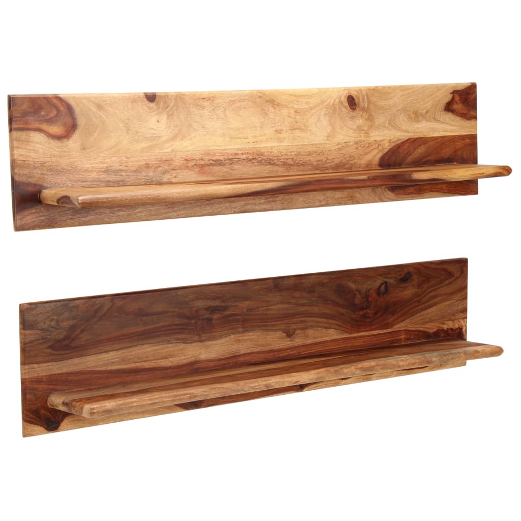 Mensole 2 pz 118x26x20 cm in Legno Massello di Acacia | homemem39