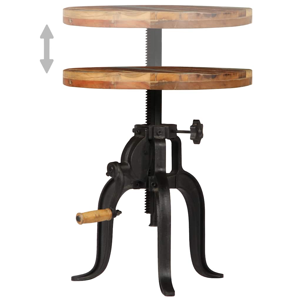 Tavolino 45x(45-62) cm in Legno Massello di Recupero e Ghisa