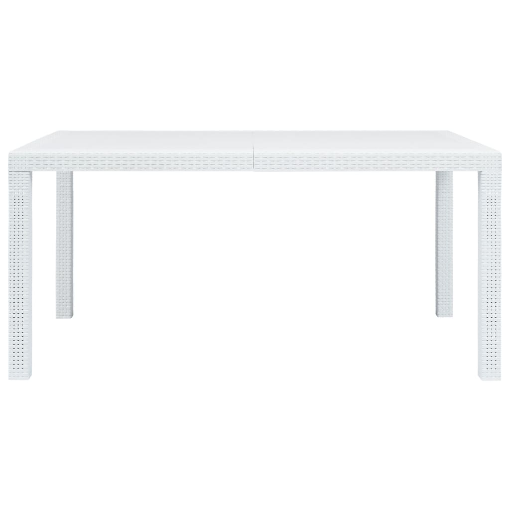 Tavolo da Giardino Bianco 150x90x72 cm in Plastica Stile Rattan