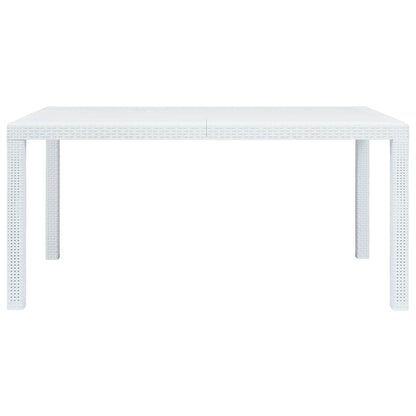 Tavolo da Giardino Bianco 150x90x72 cm in Plastica Stile Rattan