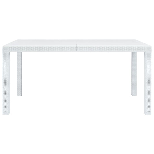 Tavolo da Giardino Bianco 150x90x72 cm in Plastica Stile Rattan