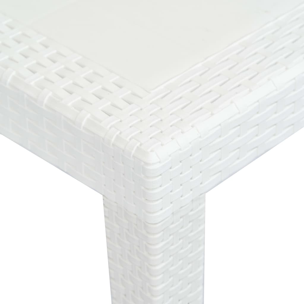 Tavolo da Giardino Bianco 150x90x72 cm in Plastica Stile Rattan | homemem39