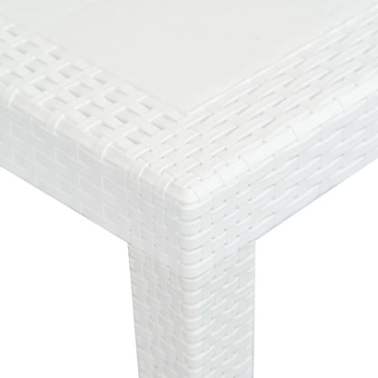 Tavolo da Giardino Bianco 150x90x72 cm in Plastica Stile Rattan | homemem39