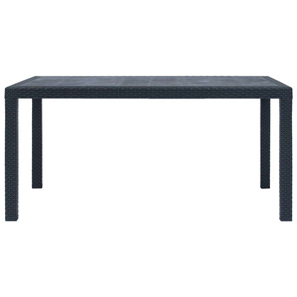 Tavolo da Giardino Antracite 150x90x72 cm Plastica Stile Rattan | homemem39