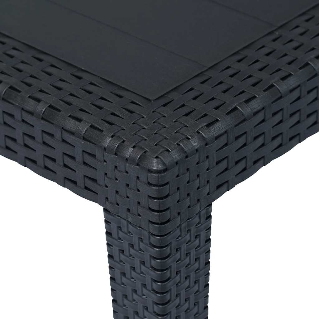 Tavolo da Giardino Antracite 150x90x72 cm Plastica Stile Rattan | homemem39