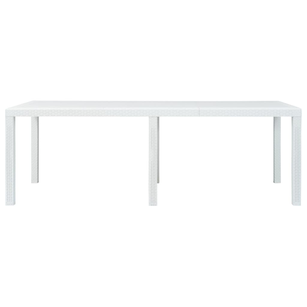 Tavolo da Giardino Bianco 220x90x72 cm in Plastica Stile Rattan | homemem39
