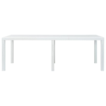 Tavolo da Giardino Bianco 220x90x72 cm in Plastica Stile Rattan | homemem39