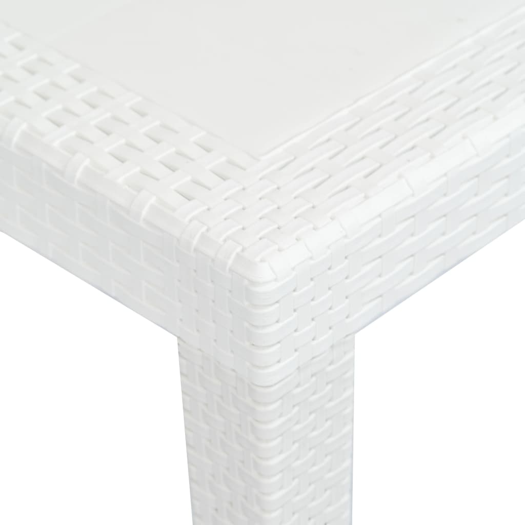 Tavolo da Giardino Bianco 220x90x72 cm in Plastica Stile Rattan | homemem39