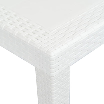 Tavolo da Giardino Bianco 220x90x72 cm in Plastica Stile Rattan | homemem39