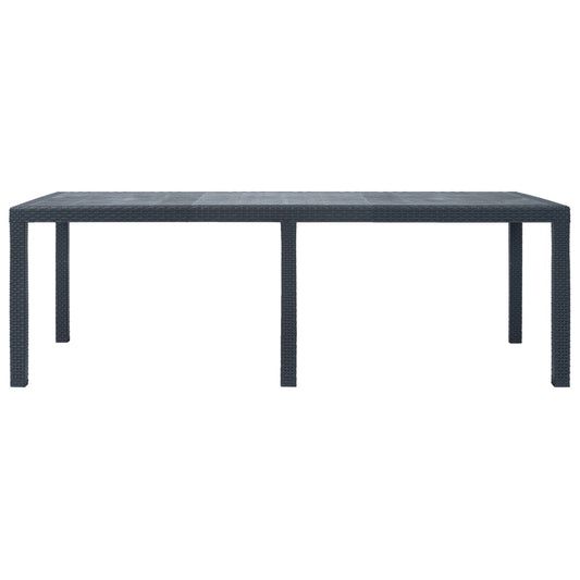 Tavolo da Giardino Antracite 220x90x72 cm Plastica Stile Rattan | homemem39