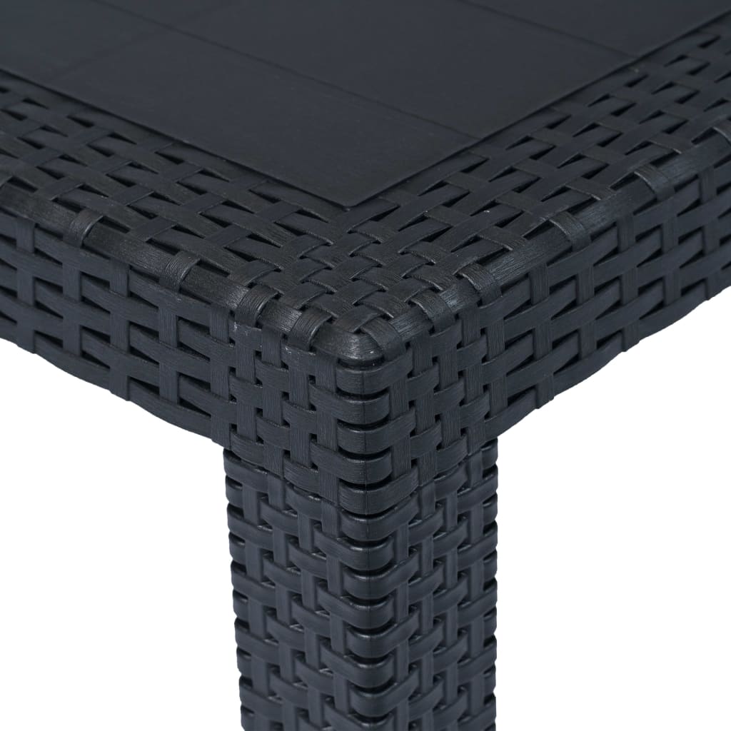 Tavolo da Giardino Antracite 220x90x72 cm Plastica Stile Rattan | homemem39