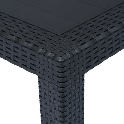 Tavolo da Giardino Antracite 220x90x72 cm Plastica Stile Rattan | homemem39