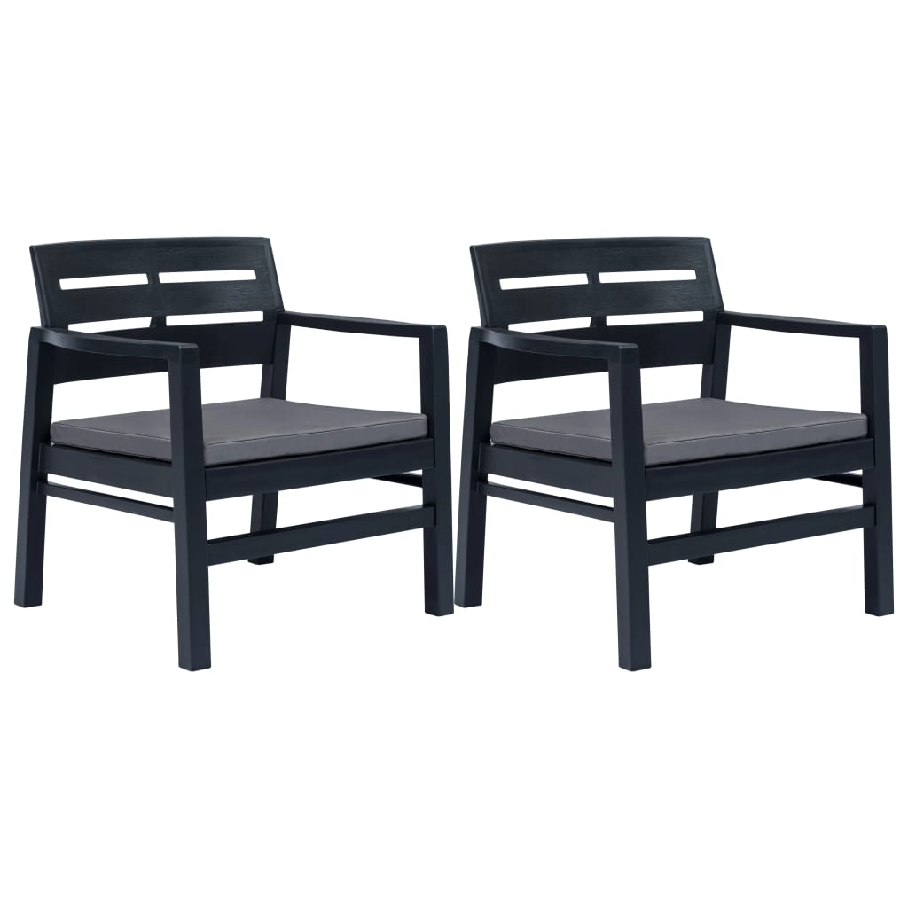 Set Salotto da Giardino 3 pz in Plastica Antracite | homemem39