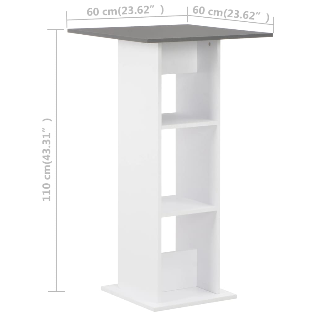 Tavolo da Bar Bianco e Grigio Antracite 60x60x110 cm | homemem39