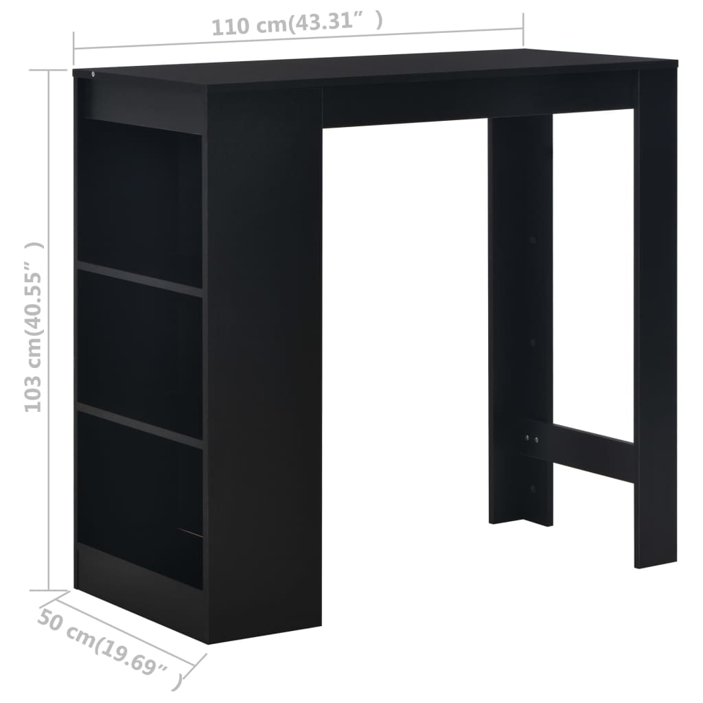 Tavolo da Bar con Ripiano Nero 110x50x103 cm | homemem39
