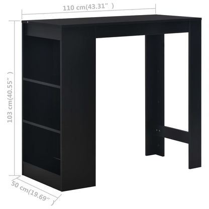 Tavolo da Bar con Ripiano Nero 110x50x103 cm | homemem39