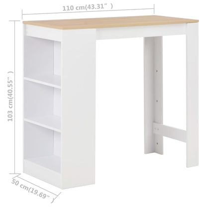 Tavolo da Bar con Ripiano Bianco 110x50x103 cm | homemem39