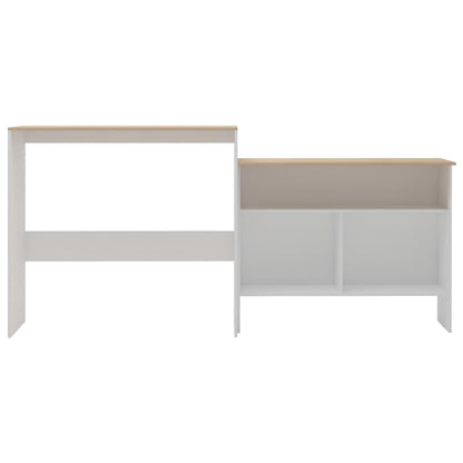 Tavolo Bar con 2 Piani d'Appoggio Bianco e Rovere 130x40x120cm - homemem39