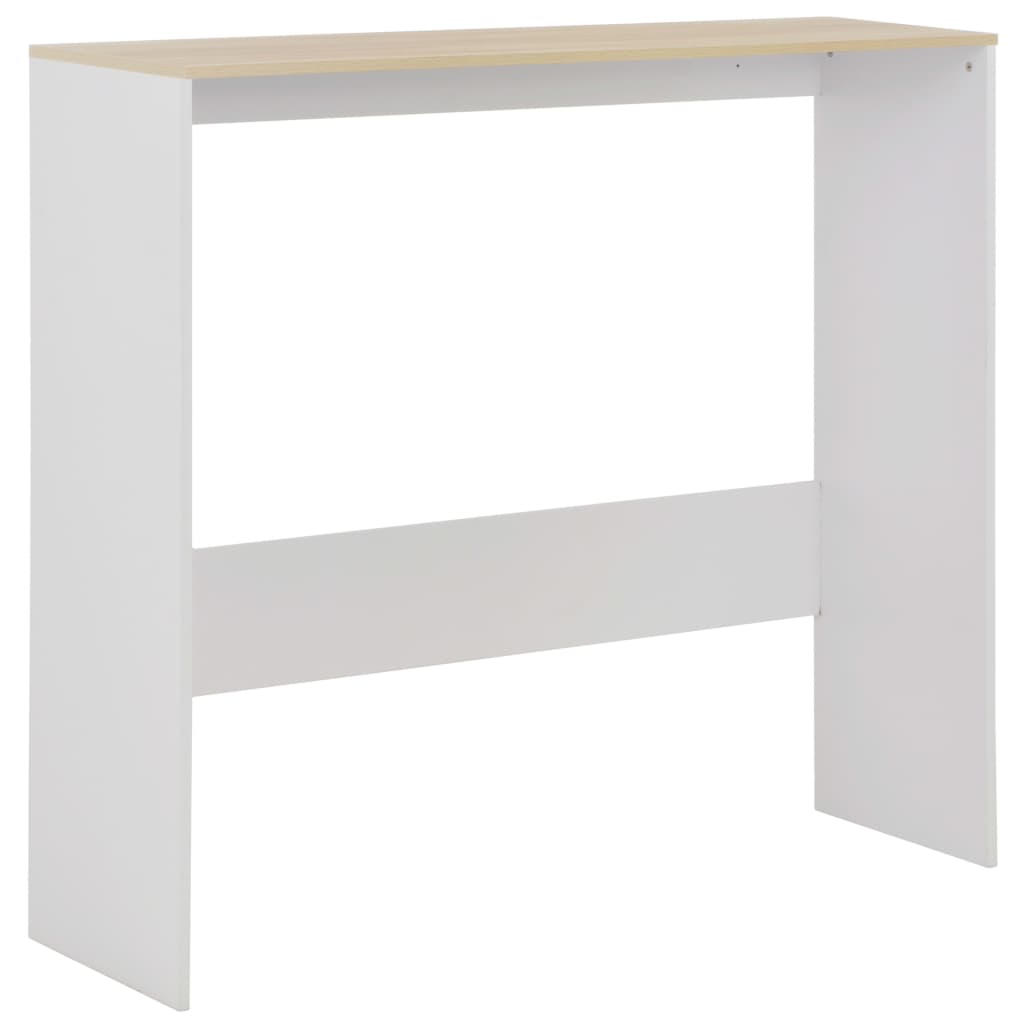 Tavolo Bar con 2 Piani d'Appoggio Bianco e Rovere 130x40x120cm - homemem39