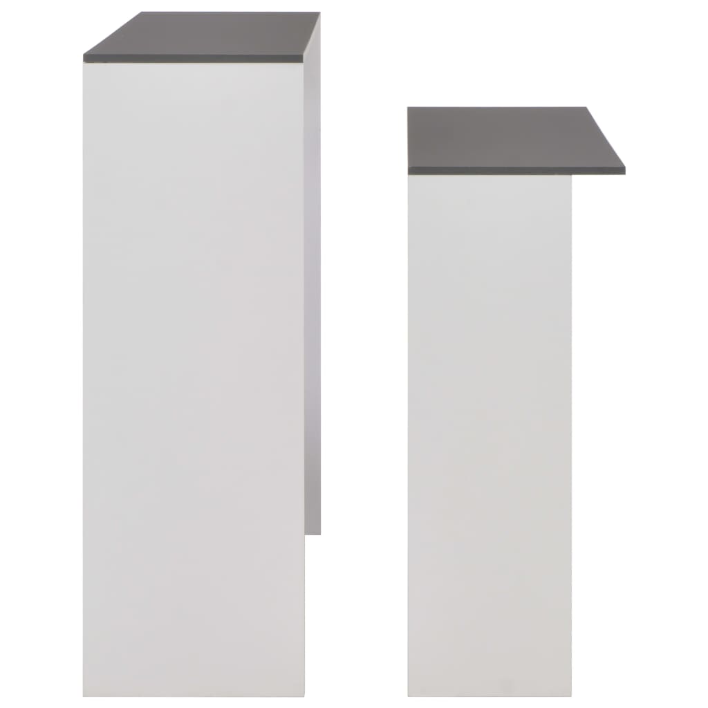 Tavolo Bar con 2 Piani d'Appoggio Bianco e Grigio 130x40x120cm - homemem39