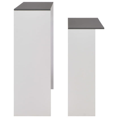 Tavolo Bar con 2 Piani d'Appoggio Bianco e Grigio 130x40x120cm - homemem39