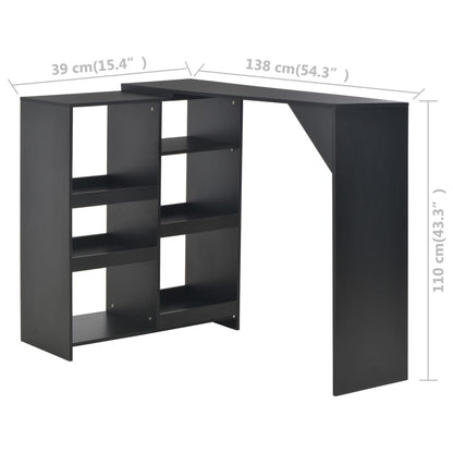 Tavolo da Bar con Scaffale Mobile Nero 138x39x110 cm - homemem39