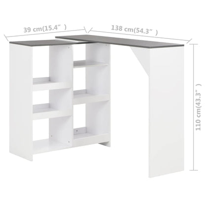 Tavolo da Bar con Scaffale Mobile Bianco 138x39x110 cm - homemem39