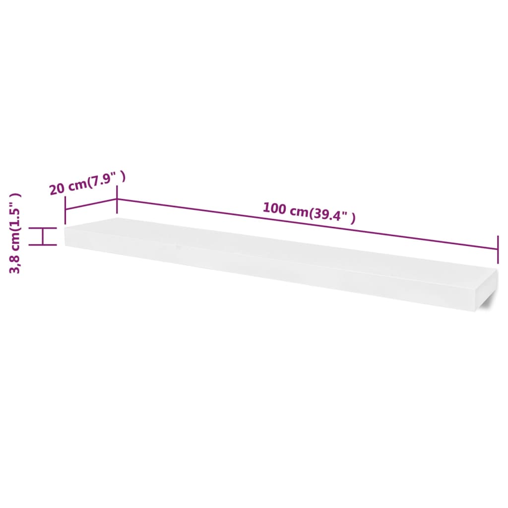 Mensole a Parete 4 pz Bianche 100 cm | homemem39