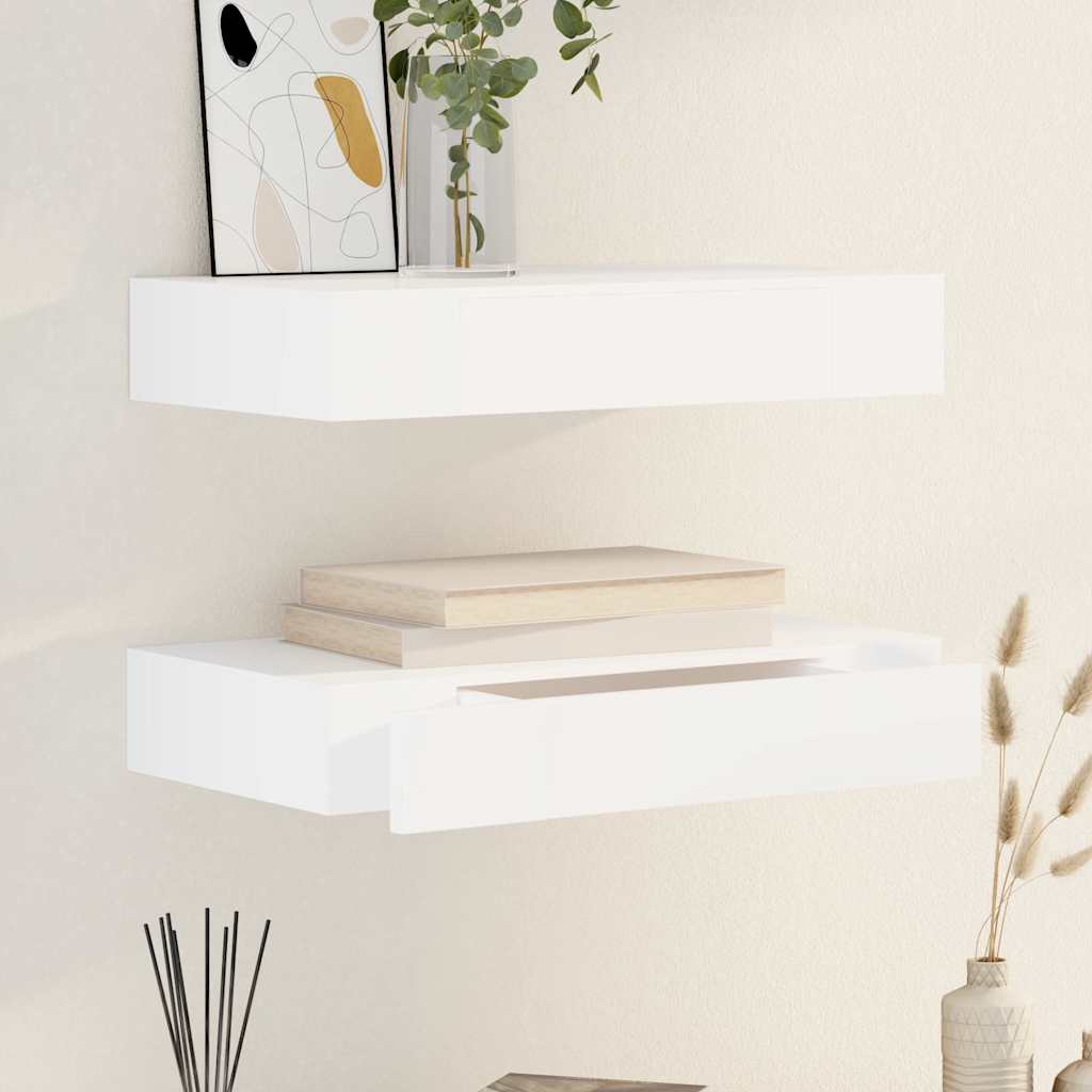 Mensole con Cassetti 2 pz Bianco 48 cm | homemem39