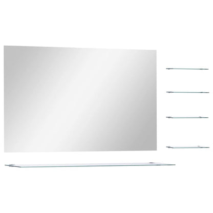 Specchio da Parete con 5 Mensole Argento 100x60 cm | homemem39