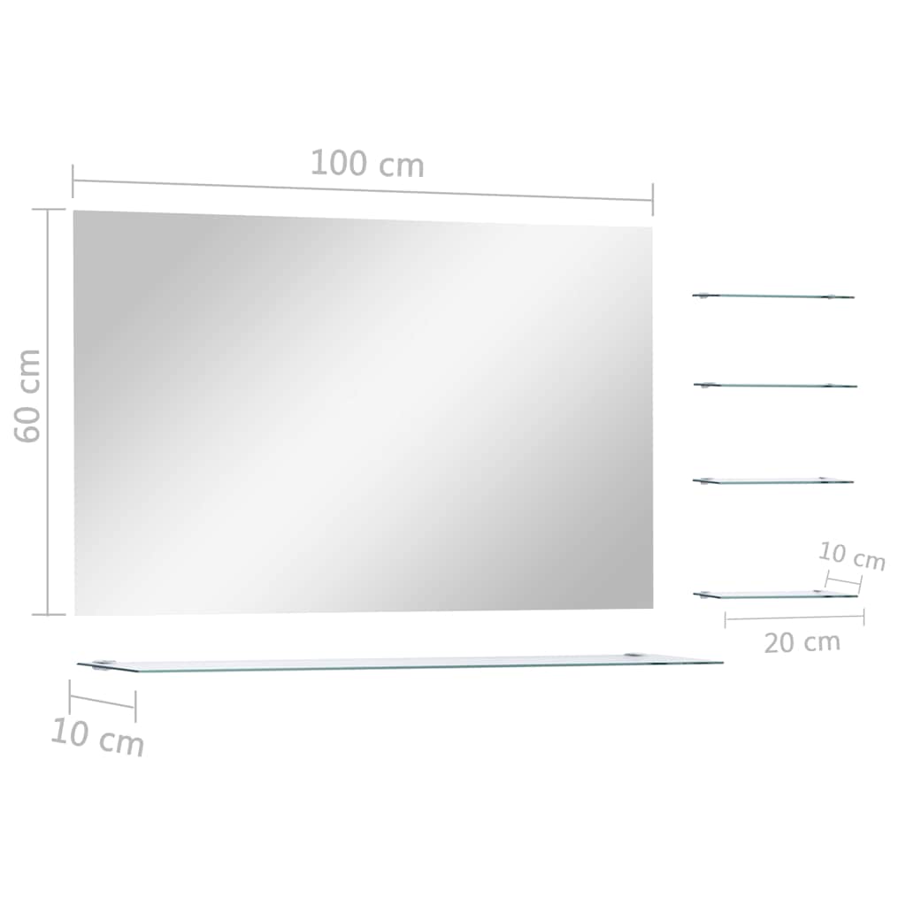 Specchio da Parete con 5 Mensole Argento 100x60 cm | homemem39