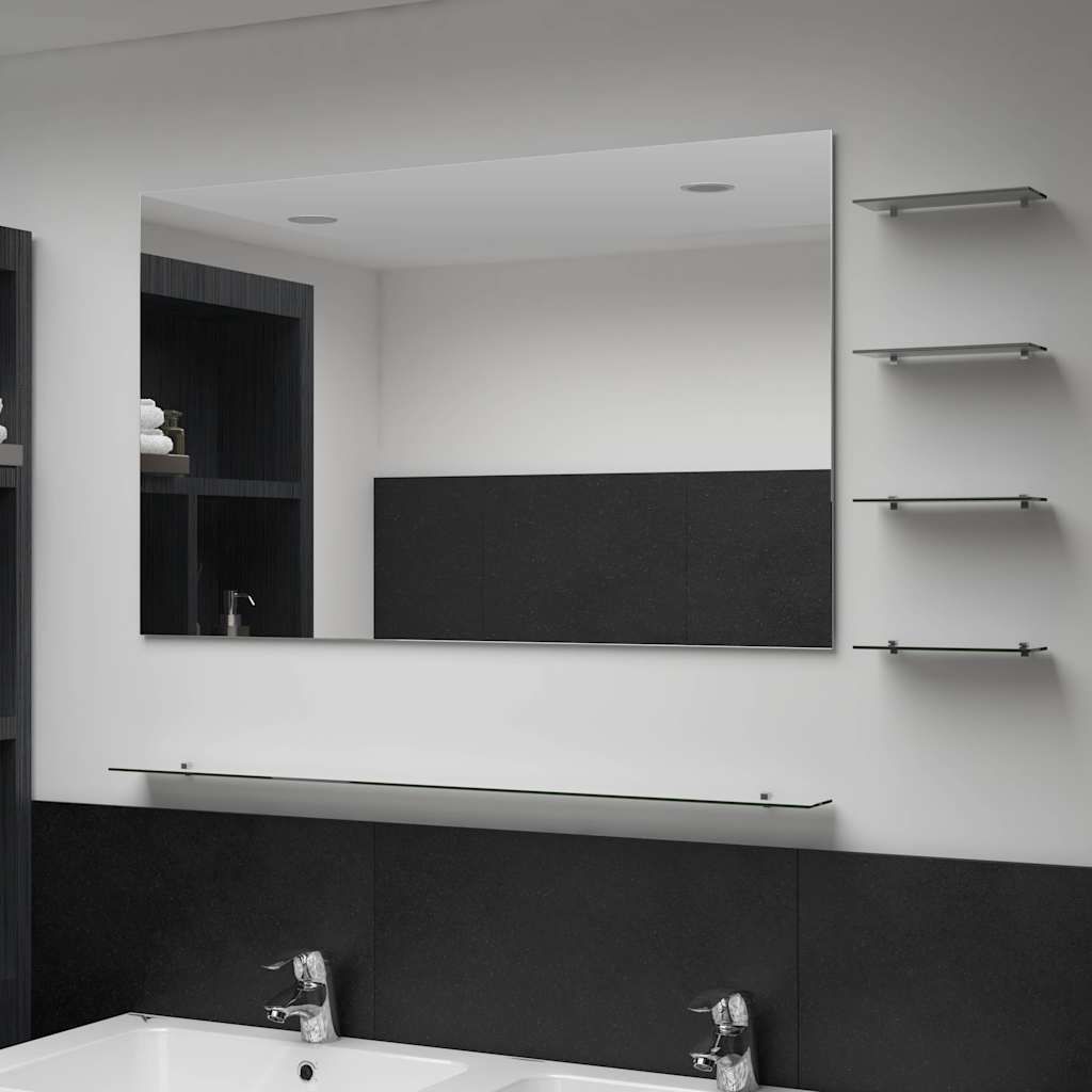 Specchio da Parete con 5 Mensole Argento 100x60 cm | homemem39