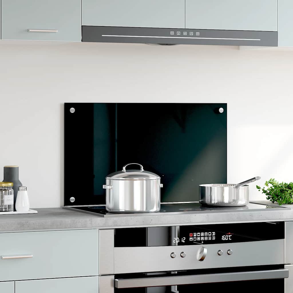 Paraschizzi per Cucina Nero 70x40 cm in Vetro Temperato - homemem39