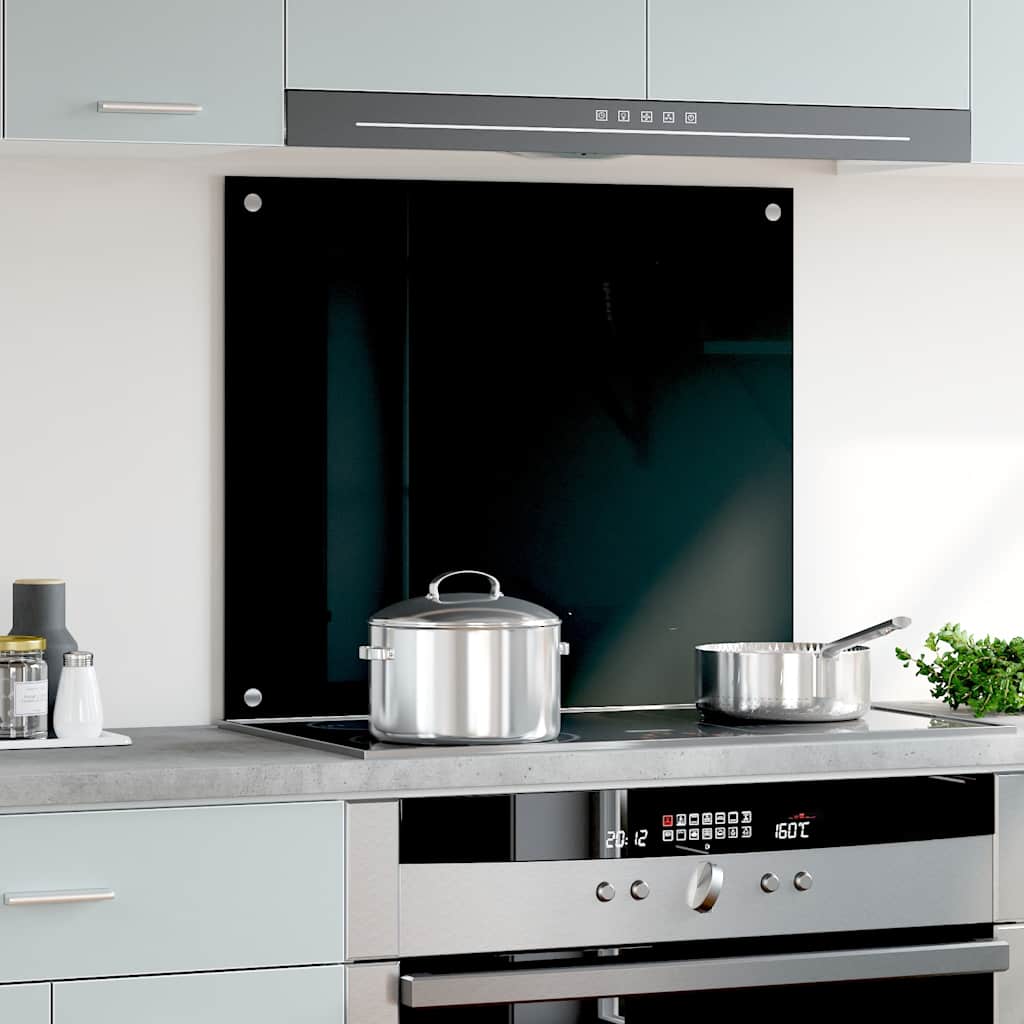 Paraschizzi per Cucina Nero 70x60 cm in Vetro Temperato - homemem39
