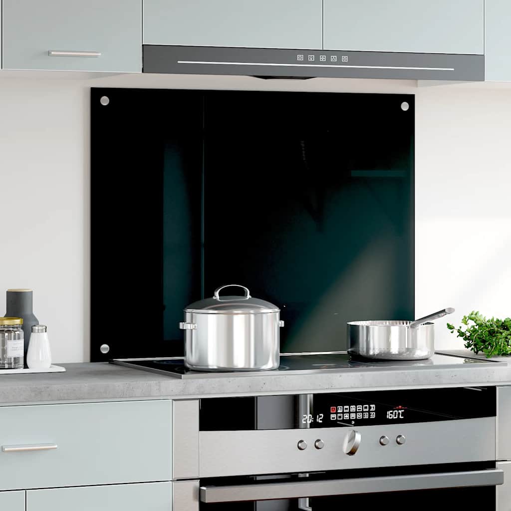 Paraschizzi per Cucina Nero 80x60 cm in Vetro Temperato - homemem39