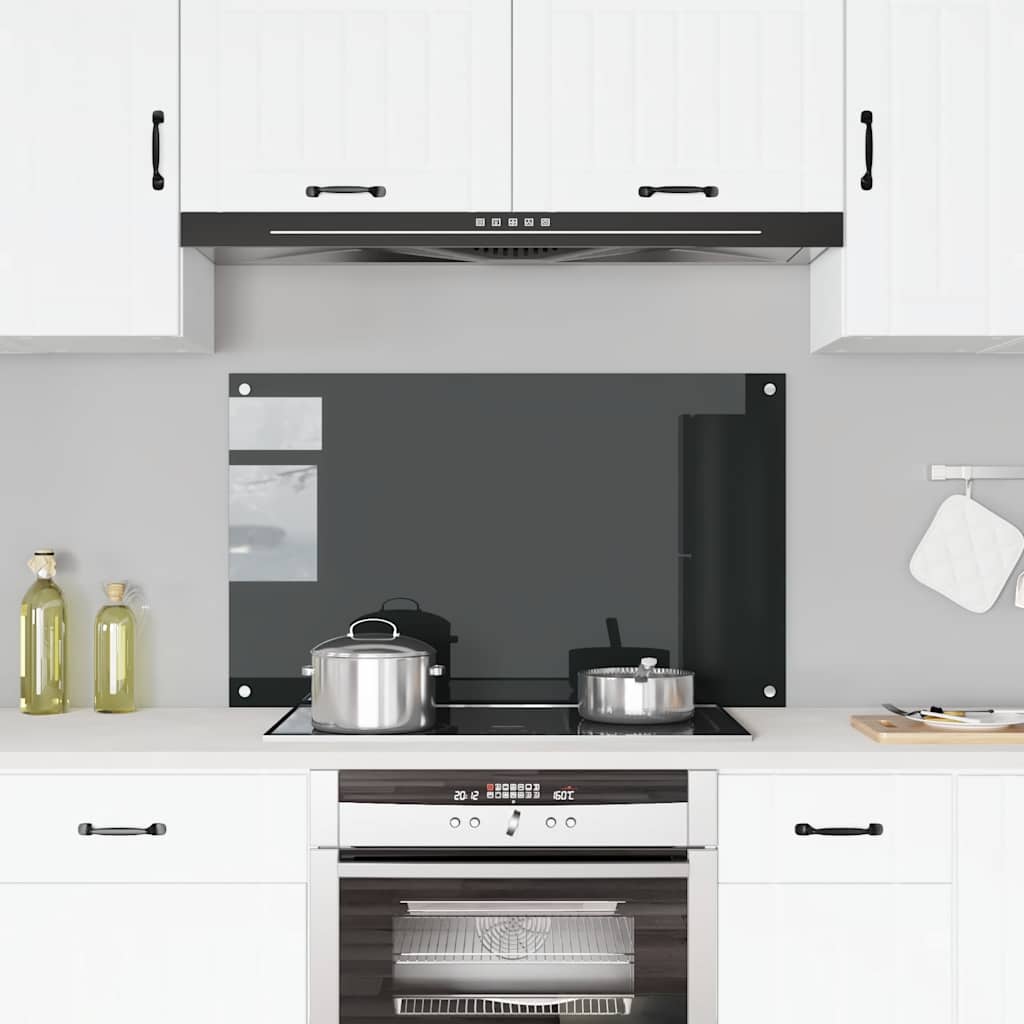 Paraschizzi per Cucina Nero 100x60 cm in Vetro Temperato - homemem39