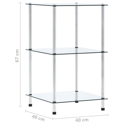 Scaffale a 3 Livelli Trasparente 40x40x67cm in Vetro Temperato | homemem39