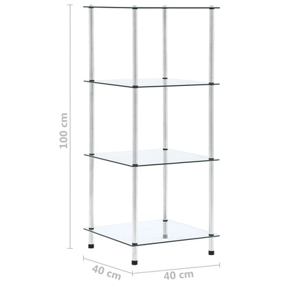 Scaffale a 4 Livelli Trasparente 40x40x100cm in Vetro Temperato