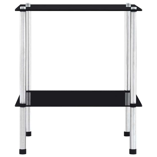 Scaffale a 2 Livelli Nero 40x40x47cm in Vetro Temperato | homemem39