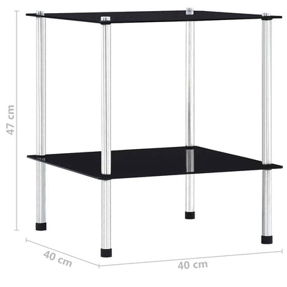Scaffale a 2 Livelli Nero 40x40x47cm in Vetro Temperato | homemem39