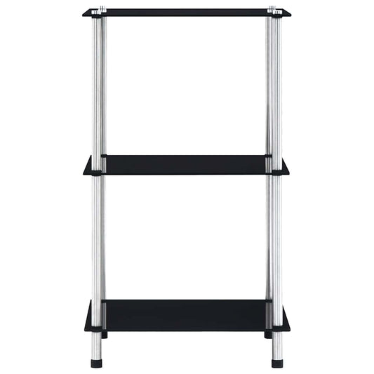 Scaffale a 3 Livelli Nero 40x40x67 cm in Vetro Temperato | homemem39
