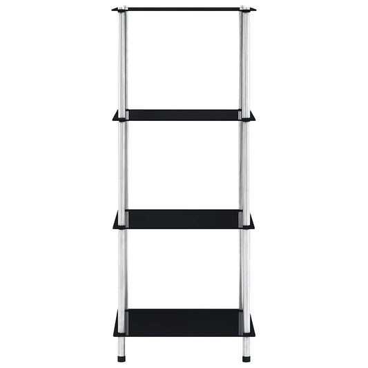 Scaffale a 4 Livelli Nero 40x40x100 cm in Vetro Temperato | homemem39