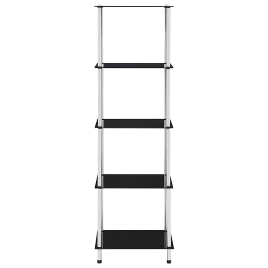 Scaffale a 5 Livelli Nero 40x40x130 cm in Vetro Temperato | homemem39