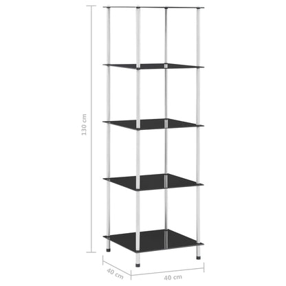 Scaffale a 5 Livelli Nero 40x40x130 cm in Vetro Temperato | homemem39