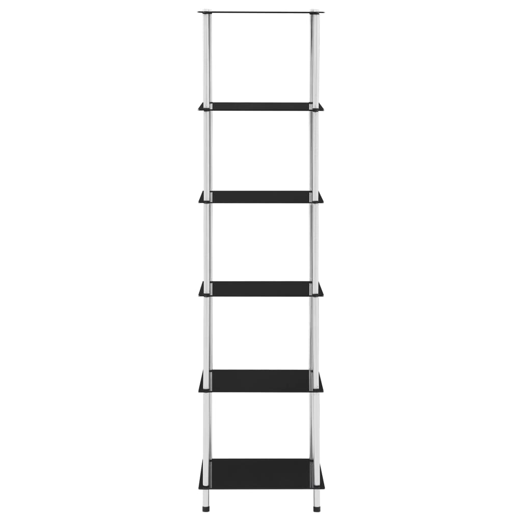 Scaffale a 6 Livelli Nero 40x40x160 cm in Vetro Temperato | homemem39
