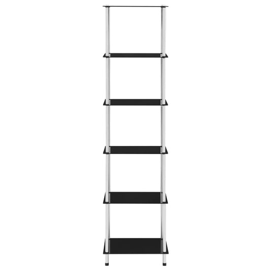 Scaffale a 6 Livelli Nero 40x40x160 cm in Vetro Temperato | homemem39