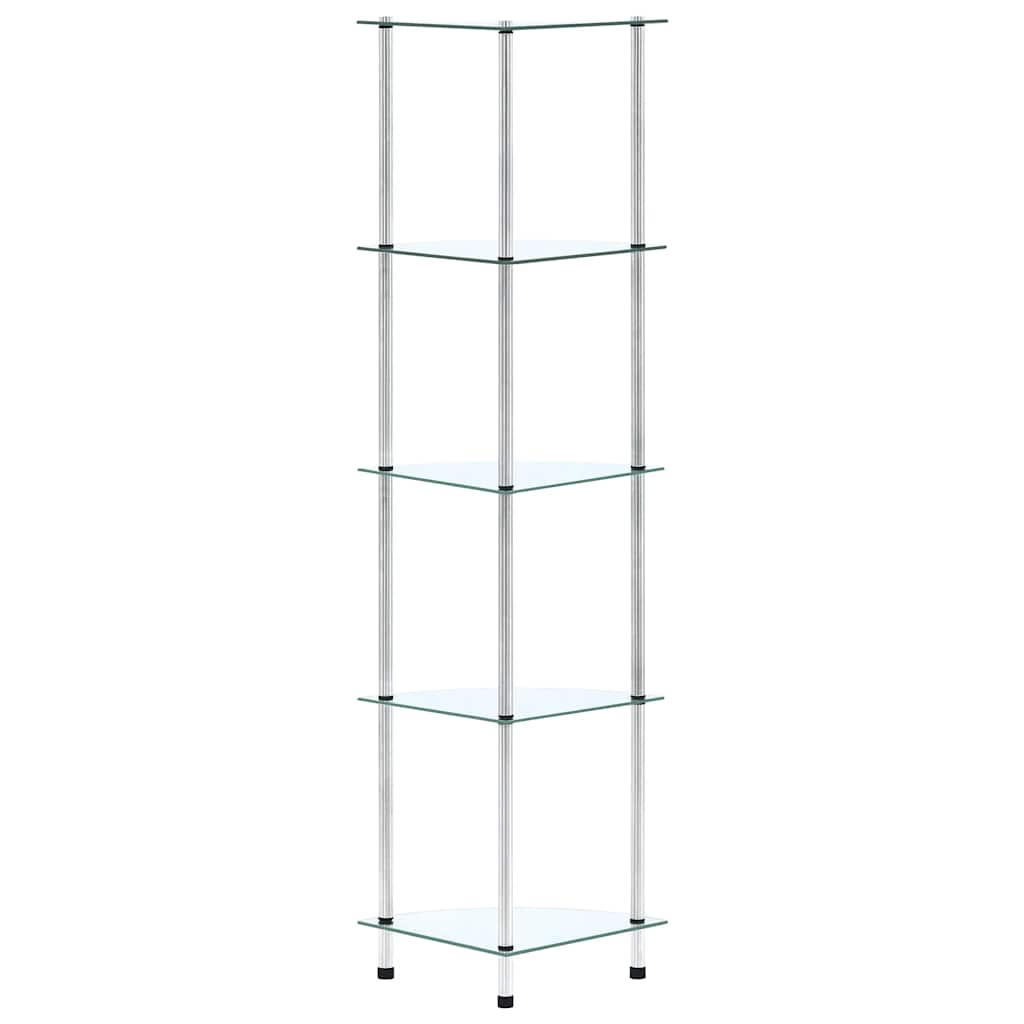 Scaffale a 5 Livelli Trasparente 30x30x130cm in Vetro Temperato