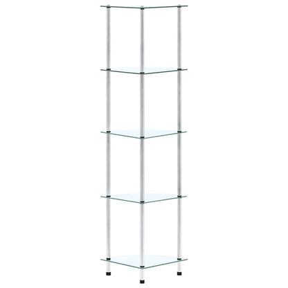 Scaffale a 5 Livelli Trasparente 30x30x130cm in Vetro Temperato